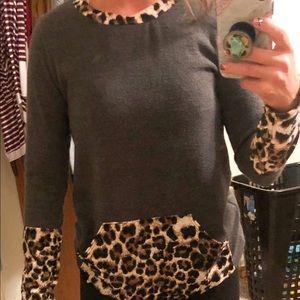 Olive/Leopard boutique top